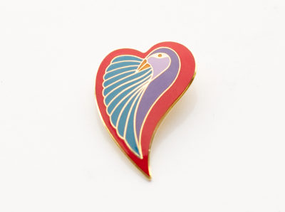 Vintage Laurel Burch Dove Heart Brooch Pin