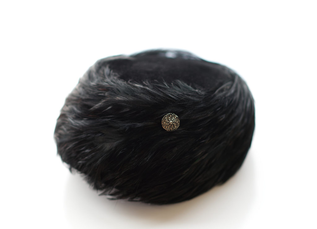 Vintage 1950s Black Feathered Hat