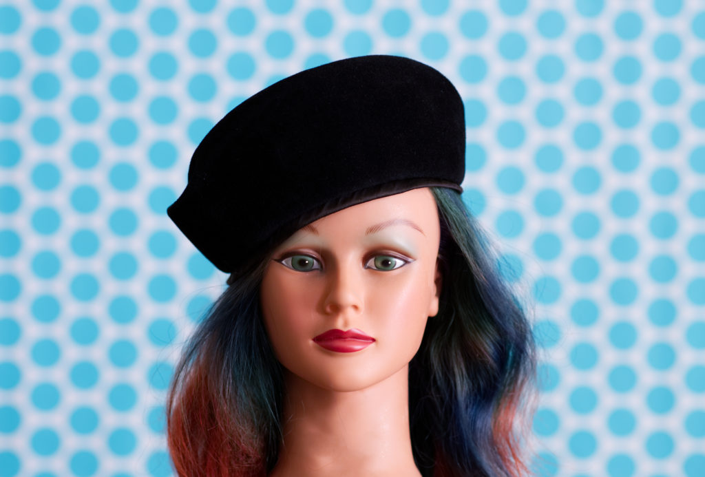 Vintage 1960s Black Velour Beret