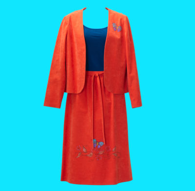 Vintage 1980s Orange Ultrasuede Skirt Suit