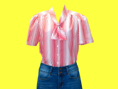 Vintage 1970s Red and White Striped Blouse