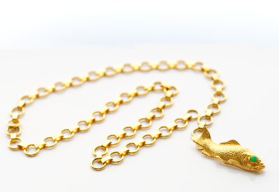 Vintage Judith Leiber Fish Gold Chain Belt