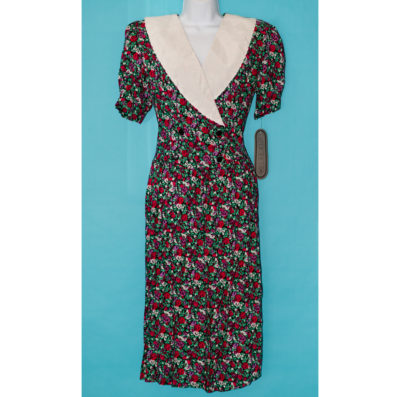 Vintage 1980s New Old Stock Floral Dress