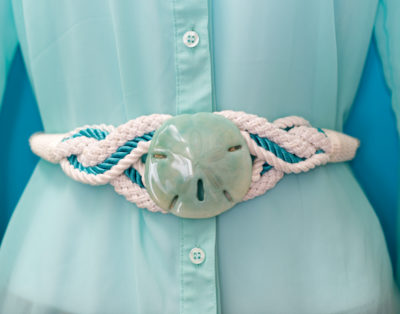 Vintage Aqua Sand Dollar Belt