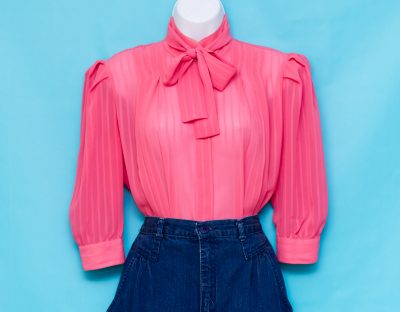 Vintage 1970s Sheer Pink Blouse