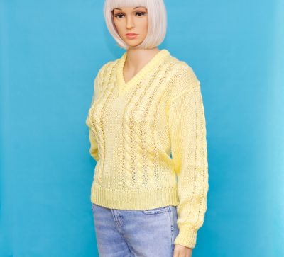 Vintage 1970s Yellow V-Neck Sweater | New Old Stock