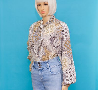 Vintage 1980s Paisley Blouse with Tie Collar