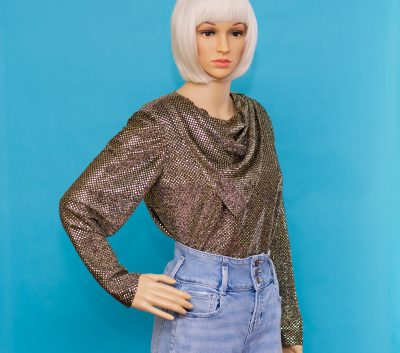 Vintage 1980s Metallic Gold Scarf Top