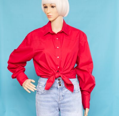 Vintage Red Western Shirt with Pearl Snaps