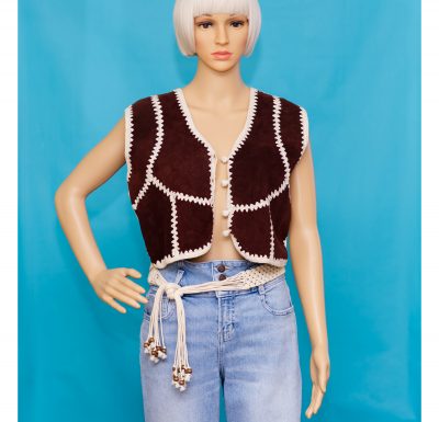 Vintage Boho Suede and Sweater Vest