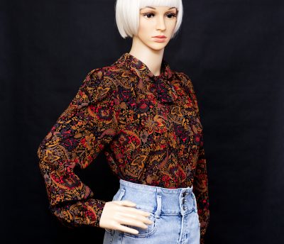 Vintage 1980s Brown Floral Blouse