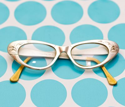 Vintage 1950s Gold Etched Cateye Eyeglass Frames
