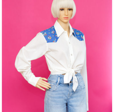 Vintage 1970s Western Flower Shirt with Pearl Snaps