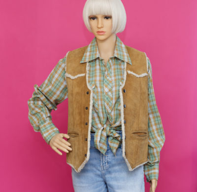 Vintage Tan Suede Sherpa Vest