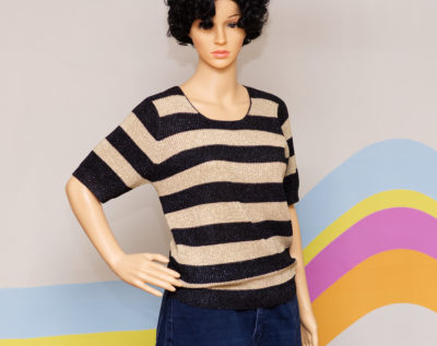 Vintage 1990s Black and Gold Striped Top