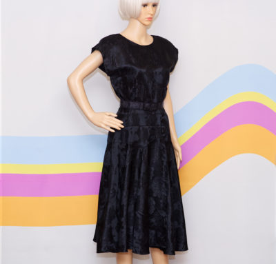 Vintage 1980s Black Midi Dress