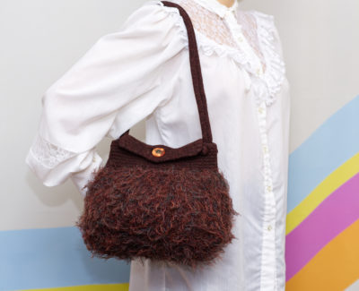 Vintage Brown Wool Shoulder Bag