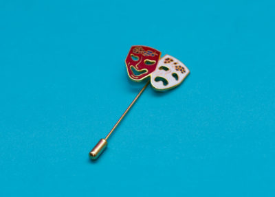 Vintage 1980s Comedy Tragedy Masks Stick Pin