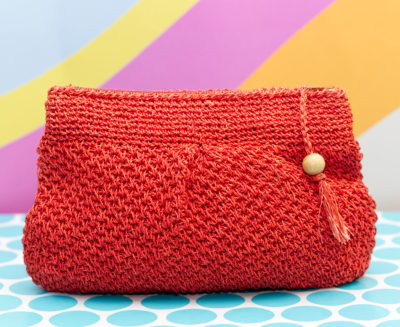 Vintage 1960s Orange Woven Clutch Handbag