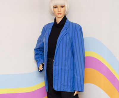 Vintage 1980s Blue with Black Pinstripes Blazer