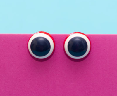 Vintage 60s Mod Red White Blue Clip Earrings