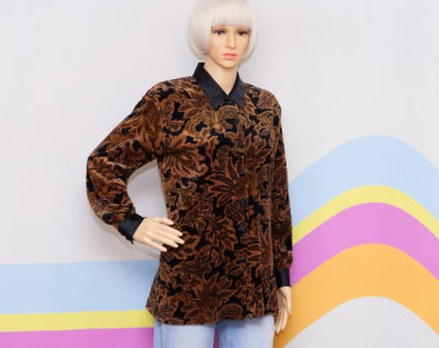Vintage Velvet Satin Collar Top by Liz Claiborne