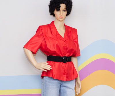 Vintage 1980s Evan-Picone Red Short Sleeved Blouse