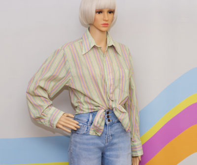 Vintage 1970s Striped Long Collar Shirt