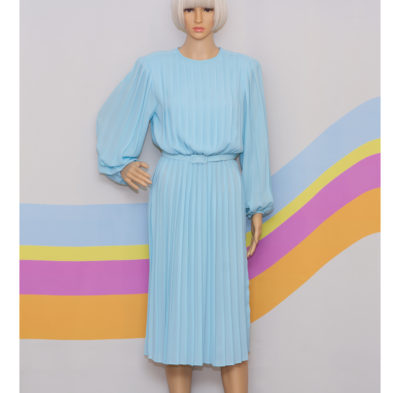 Vintage 1980s Aqua Pleated Dress