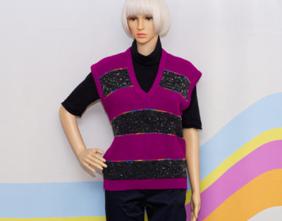 Vintage 1980s Purple with Rainbow Stitching Sweater Vest
