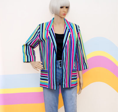 Vintage 1980s Colorful Striped Blazer
