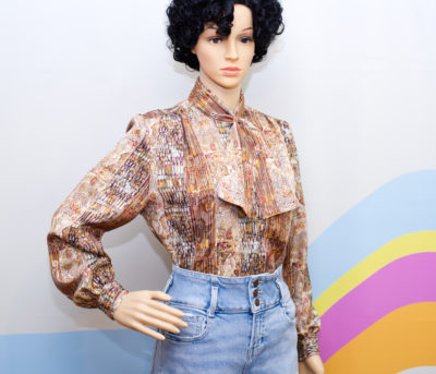 Vintage 1980s Scarf Collar Blouse