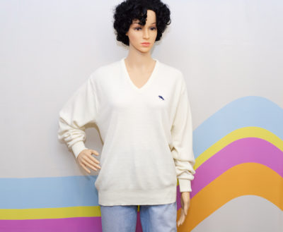 Vintage 1970s Cream V-Neck Sweater by Steeplechase