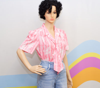 Vintage 1970s Pink Scarf Blouse