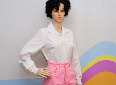 Vintage 1970s Off-White Eyelet Blouse