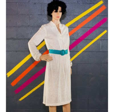 Vintage 1970s Cream Terrycloth Dress | New Old Stock