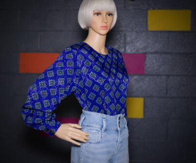 Vintage 1980s Purple Print Blouse