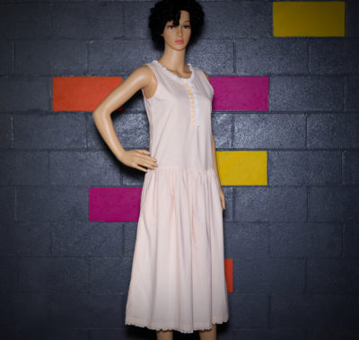 Vintage 1990s Peach Dress with Lace Trim
