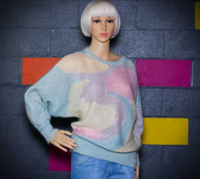 Vintage 1980s Pastel Bat-Winged Sweater