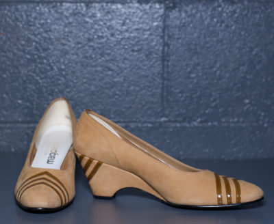 Vintage 1970s Tan Brown Chevron Magdesians Shoes | Size 7
