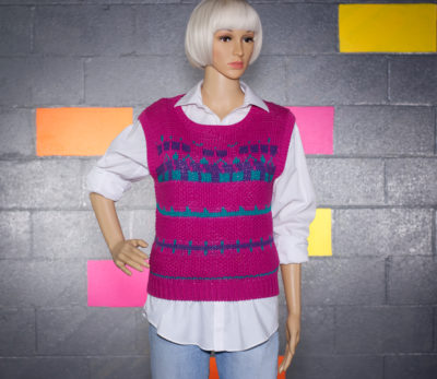 Vintage 1980s Pink and Purple Sweater Vest