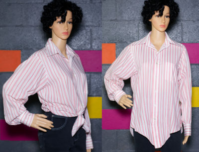 Vintage 1970s White and Red Long Collar Shirt