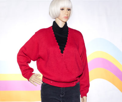 Vintage 1980s Red Cardigan Sweater