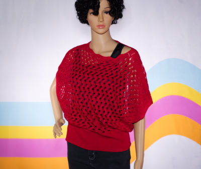 Vintage 1980s Red Batwinged Short Sleeved Sweater