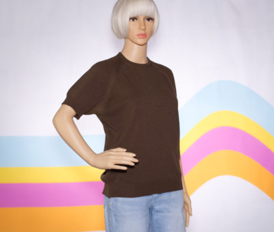 Vintage 1960s Brown Nylon Knit Top