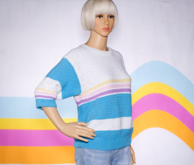 Vintage 80s Striped Half Sleeve Sweater