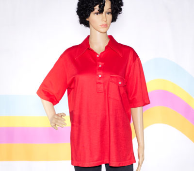 Vintage 1970s Red Polo Long Collar Shirt