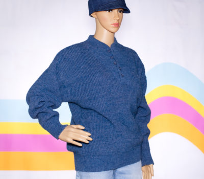 Vintage 1980s L.L. Bean Blue Henley Sweater