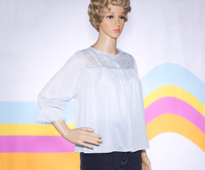 Vintage 1950s Blue Lace Bed Jacket by Van Raalt