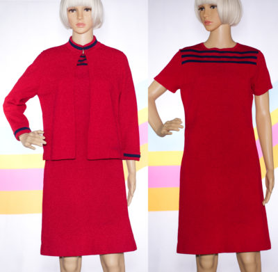Vintage 1960s Red & Navy Twin Set Dress